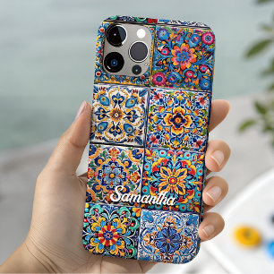 Elegantes rotes gelbes mexikanisches Talavera-Mono Case-Mate iPhone Hülle