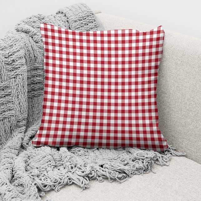 Elegantes rotes Gingham-Karomuster Kissen (Von Creator hochgeladen)