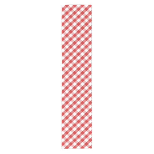 Elegantes rotes Gingham-Muster Kurzer Tischläufer (Vorderseite)