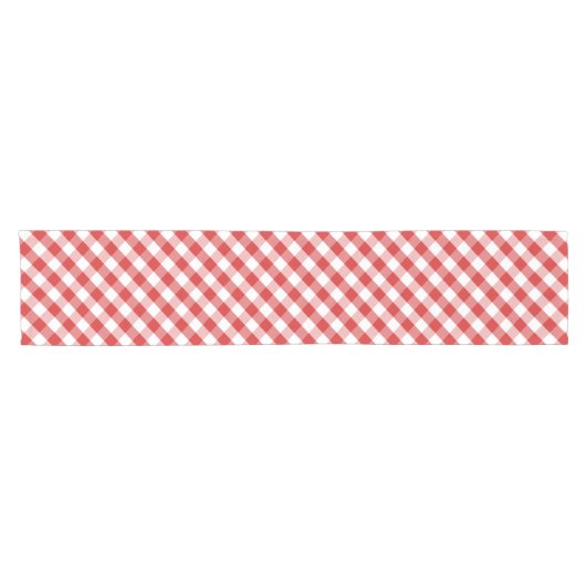 Elegantes rotes Gingham-Muster Kurzer Tischläufer (Horizontal)