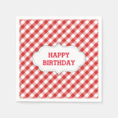 Elegantes rotes Gingham-Muster personalisierter Ge Serviette (Vorderseite)