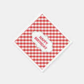 Elegantes rotes Gingham-Muster personalisierter Ge Serviette (Ecke)