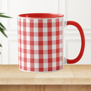 Elegantes rotes Gingham-Muster Tasse
