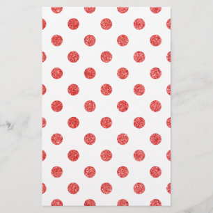 Elegantes rotes Glitzer-Polka-Punkt-Muster Briefpapier