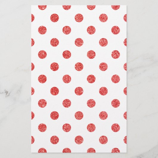Elegantes rotes Glitzer-Polka-Punkt-Muster Briefpapier (Vorderseite)