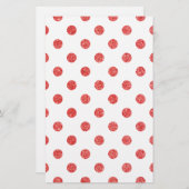Elegantes rotes Glitzer-Polka-Punkt-Muster Briefpapier (Vorne/Hinten)