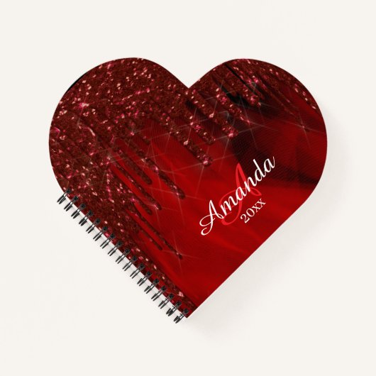 Elegantes rotes glitzerndes Design Notizblock (Vorderseite)