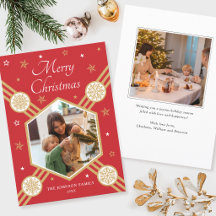 Elegantes rotes Gold Frohe Weihnachten Familienfot