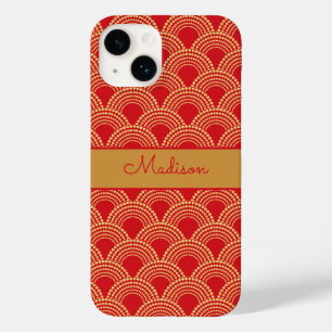 Elegantes rotes Gold-Muschel-Muster personalisiert Case-Mate iPhone 14 Hülle