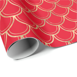 Elegantes rotes Gold-Scallop-Musterpapier Geschenkpapier