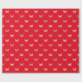 Elegantes rotes Gold-Schmetterlingsmuster-Papier Geschenkpapier (Flach)