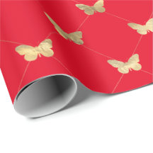 Elegantes rotes Gold-Schmetterlingsmuster-Papier