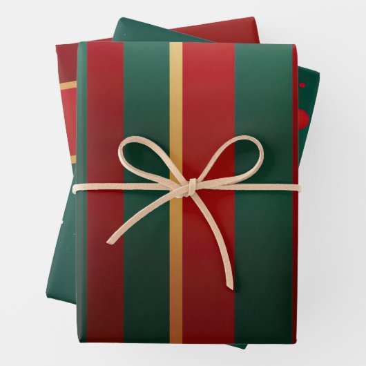 Elegantes Rotes Gold und grüner Luxus kühl Geschenkpapier Set (Beispiel)
