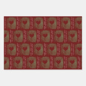 Elegantes Rotes Goldenes Herz Zeichnend Familie We Geschenkpapier Set (Vorderseite)