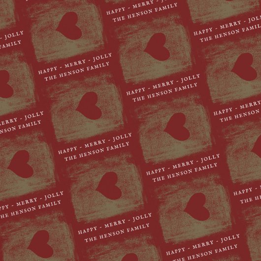 Elegantes Rotes Goldenes Herz Zeichnend Familie We Geschenkpapier Set