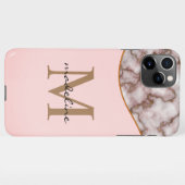 Elegantes rotes Goldmarmor Dusty Pink Monogram iPhone Hülle (Rückseite (Horizontal))