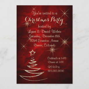 Elegantes rotes GoldweihnachtsParty Einladung