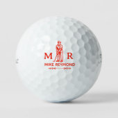 Elegantes rotes Golfermonogramm Golfball (Vorderseite)