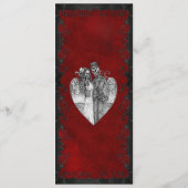 Elegantes rotes gotisches Hochzeitsmenü Menükarte (Rückseite)