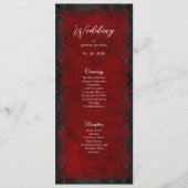 Elegantes rotes gotisches Hochzeitsprogramm Menükarte (Vorderseite)