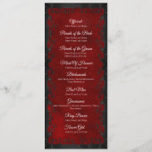 Elegantes rotes gotisches Hochzeitsprogramm Menükarte (Rückseite)