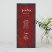 Elegantes rotes gotisches Hochzeitsprogramm Menükarte (Stehend Vorderseite)