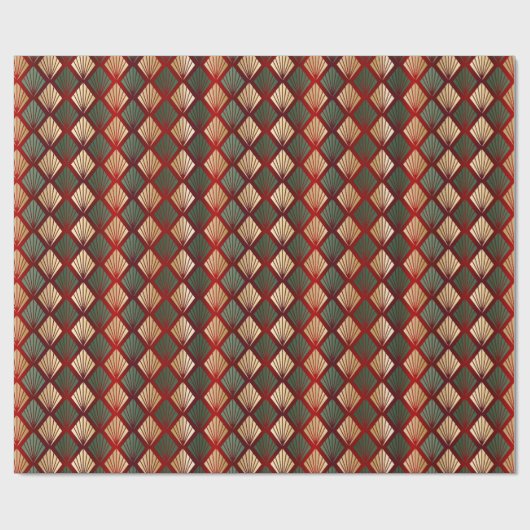 Elegantes Rotes Grün Geschenkpapier (Flach)