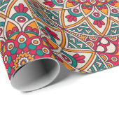 Elegantes rotes grünes Boho schickes Blumenmuster Geschenkpapier (Rolleneckpunkt)
