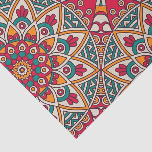 Elegantes rotes grünes Boho schickes Blumenmuster Seidenpapier (Ausschnitt)