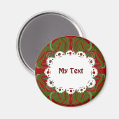 Elegantes rotes grünes Muster und Spitzen Magnet (Vorderseite/Rückseite)