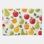 Elegantes rotes, grünes Orangenäpfel Birnen Muster Geschirrtuch (Horizontal)