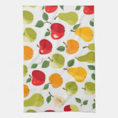 Elegantes rotes, grünes Orangenäpfel Birnen Muster Geschirrtuch (Vertikal)
