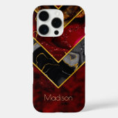 Elegantes rotes, gürtelförmiges Gold Case-Mate iPhone Hülle (Rückseite)