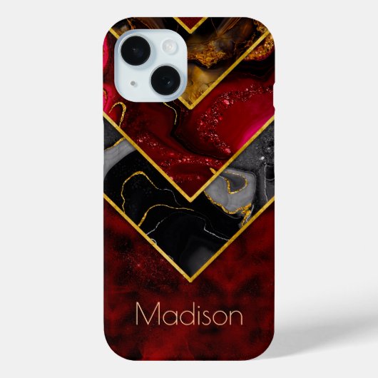 Elegantes rotes, gürtelförmiges Gold Case-Mate iPhone Hülle (Rückseite)