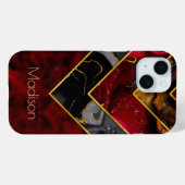 Elegantes rotes, gürtelförmiges Gold Case-Mate iPhone Hülle (Rückseite (Horizontal))
