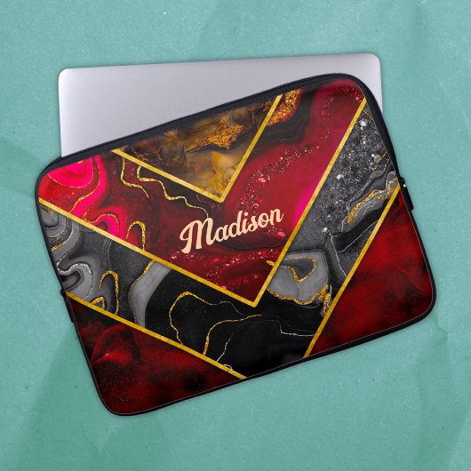 Elegantes rotes, gürtelförmiges Gold Laptopschutzhülle