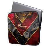 Elegantes rotes, gürtelförmiges Gold Laptopschutzhülle (Vorderseite Links)