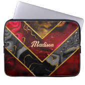 Elegantes rotes, gürtelförmiges Gold Laptopschutzhülle (Vorderseite)