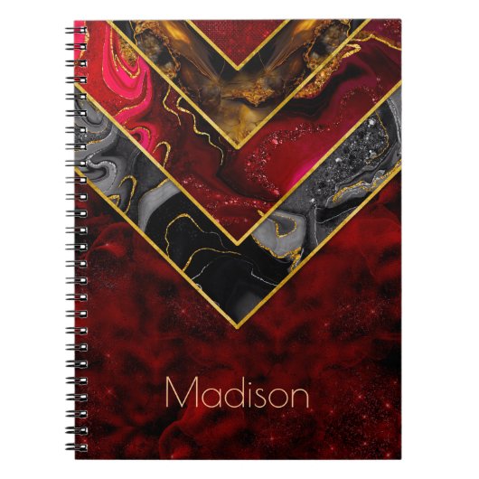 Elegantes rotes, gürtelförmiges Gold Notizblock (Vorderseite)