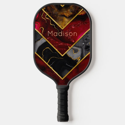 Elegantes rotes, gürtelförmiges Gold Pickleball Schläger (Vorderseite)