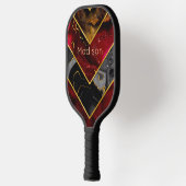 Elegantes rotes, gürtelförmiges Gold Pickleball Schläger (Links)