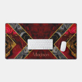 Elegantes rotes, gürtelförmiges Gold Schreibtischunterlage (Tastatur & Maus)