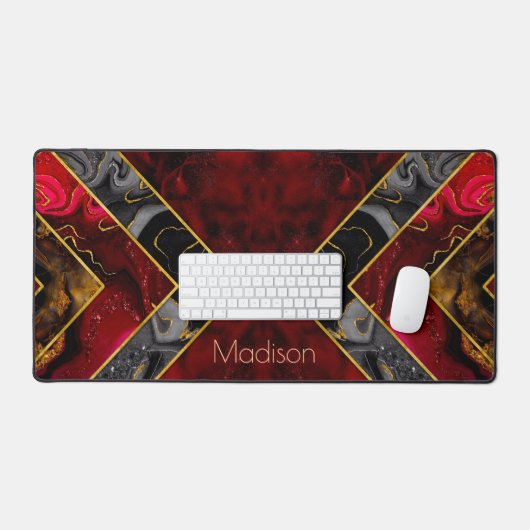 Elegantes rotes, gürtelförmiges Gold Schreibtischunterlage (Tastatur & Maus)