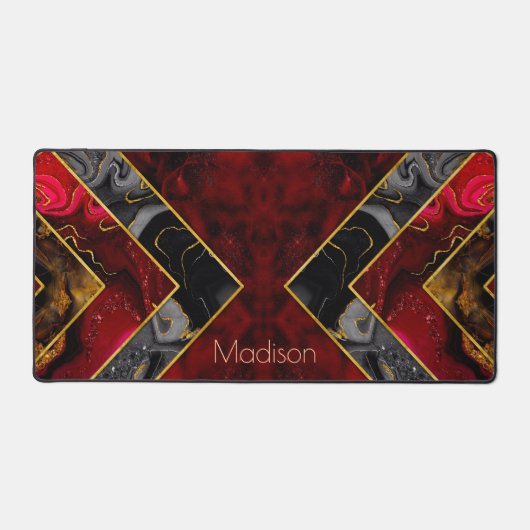 Elegantes rotes, gürtelförmiges Gold Schreibtischunterlage (Vorderseite)