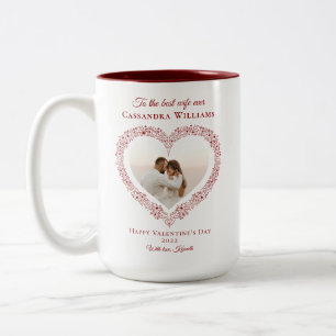 Elegantes Rotes Herz Best Ehefrau Foto Valentinsta Zweifarbige Tasse
