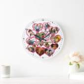 Elegantes Rotes Herz | Familienfotomaterial Große Wanduhr (Zuhause)