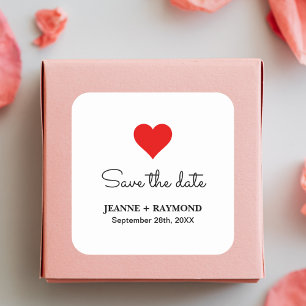 Elegantes rotes Herz Saubere Hochzeit Termin merke Quadratischer Aufkleber