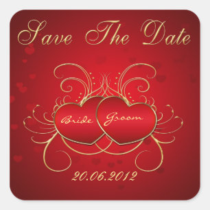 Elegantes Rotes Herz - Save the Date Aufkleber