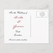 Elegantes Rotes Herz - Save the Date Postkarte (Rückseite)