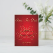 Elegantes Rotes Herz - Save the Date Postkarte (Stehend Vorderseite)